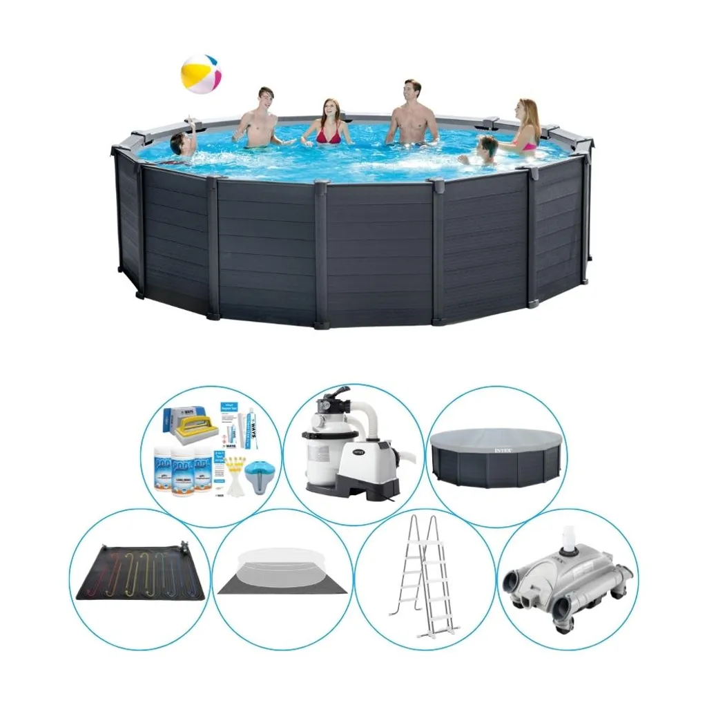 Swimming Pool Plus Zubehör - Intex Graphite Grey 478x124 cm